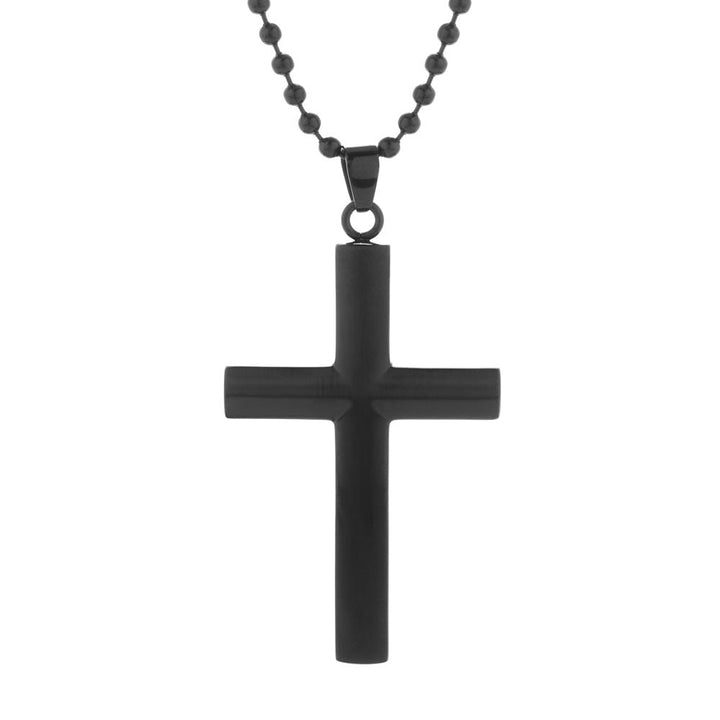 Men's Engravable Black Stainless Steel Cross Pendant