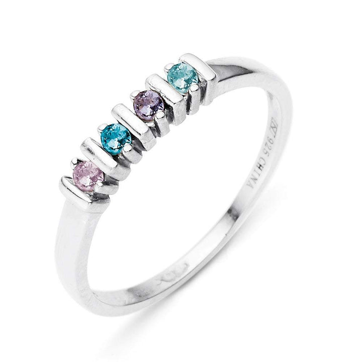 4 Stone Birthstone Silver Eternity Ring