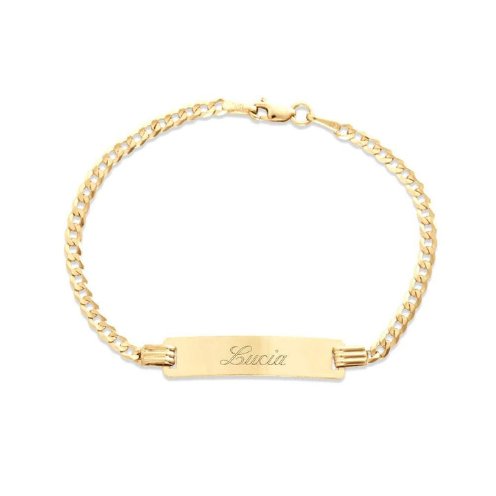 Kids 14k Gold 6&quot; Cuban Link ID Bracelet