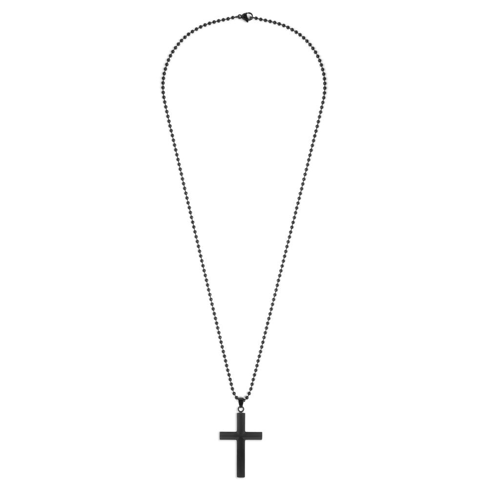 Men's Engravable Black Stainless Steel Cross Pendant