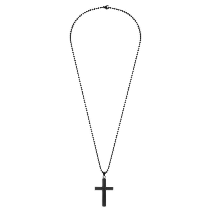 Men's Engravable Black Stainless Steel Cross Pendant