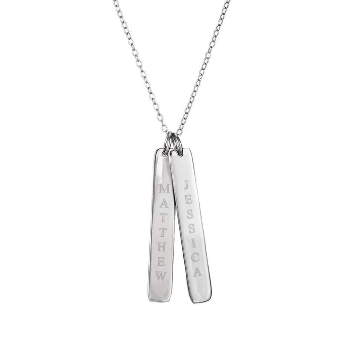 Double Vertical Name Bar Pendant in Sterling Silver