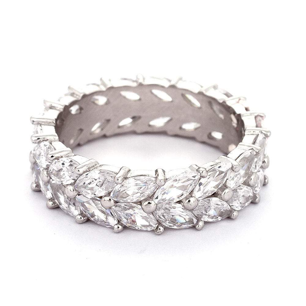 Sterling Silver Marquise Cut CZ Eternity Band