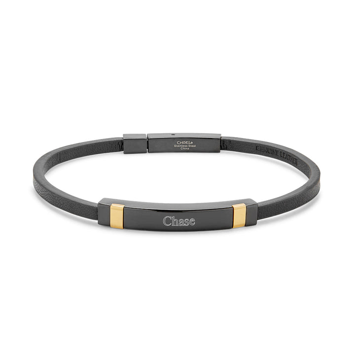 Men's Polished Black and Gold Stainless Steel ID Bracelet