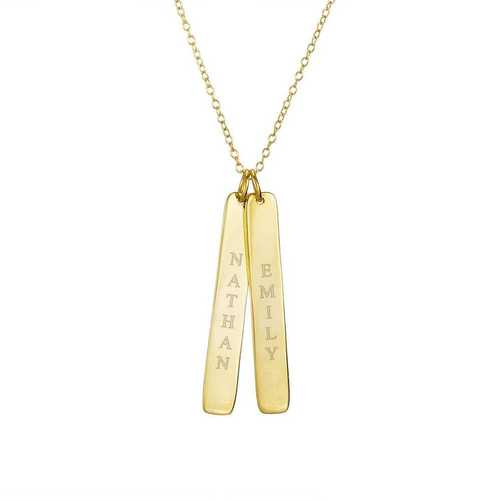 Double Vertical Name Bar Pendant in Gold