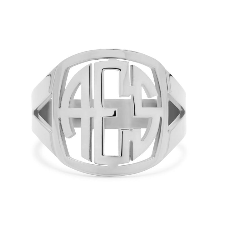 Sterling Silver Block Monogram Ring