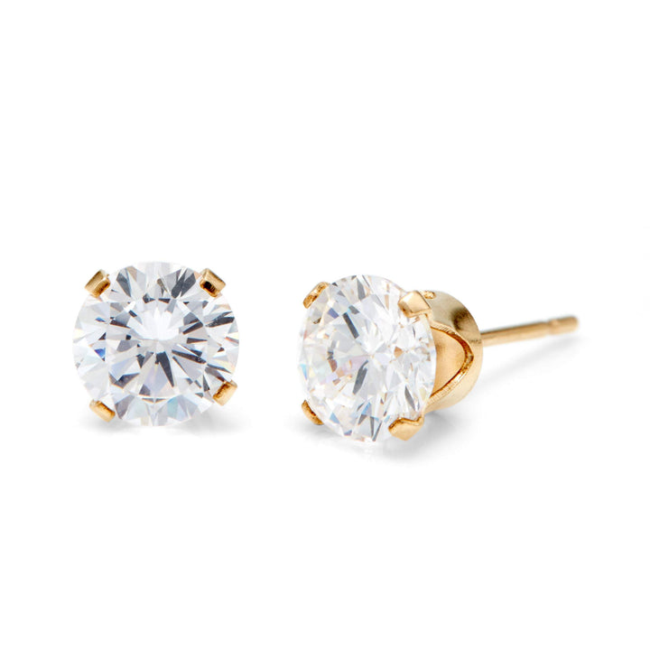 14K Gold Filled Round Diamond CZ 6mm Stud Earrings