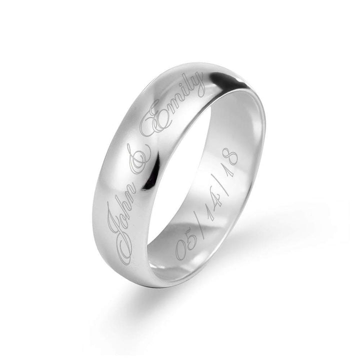 Engraved Couple's 6mm Silver Message Ring