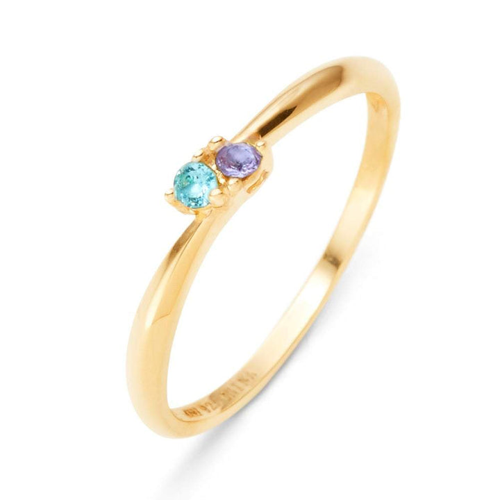 Petite 2 Stone Birthstone Gold Ring