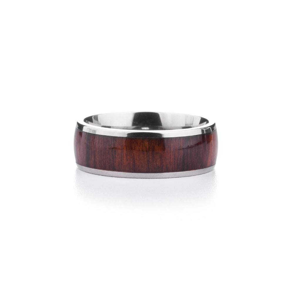 Men's Wood Inlay Titanium Ring