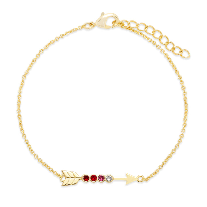 Custom Gold Four Birthstone Birthstone Arrow Bracelet