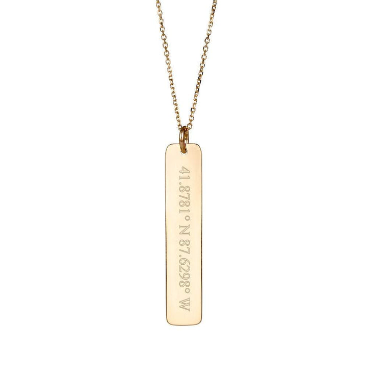 Custom Coordinate Vertical Bar Gold Necklace (left to right)