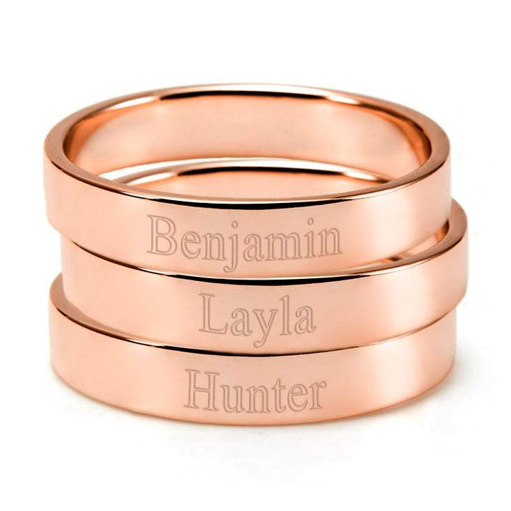 Engravable Three Rose Gold Stacking Mother&