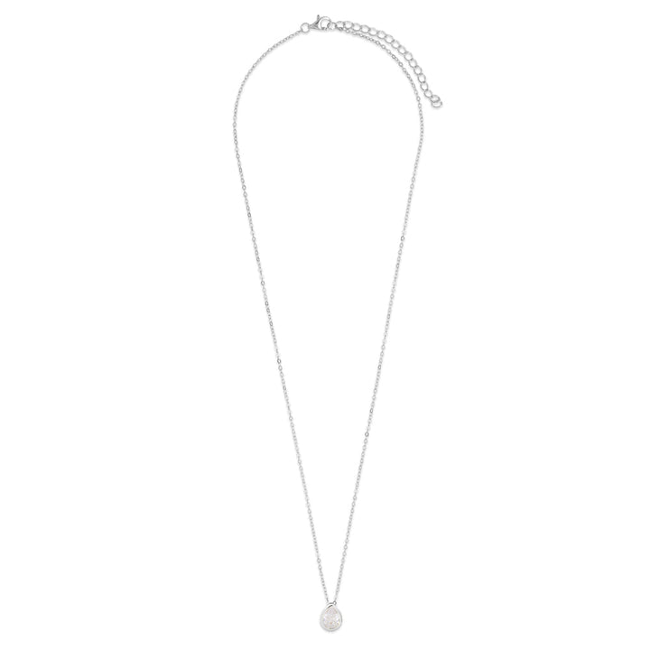 Sterling Silver April Pear Cut Bezel Birthstone Necklace