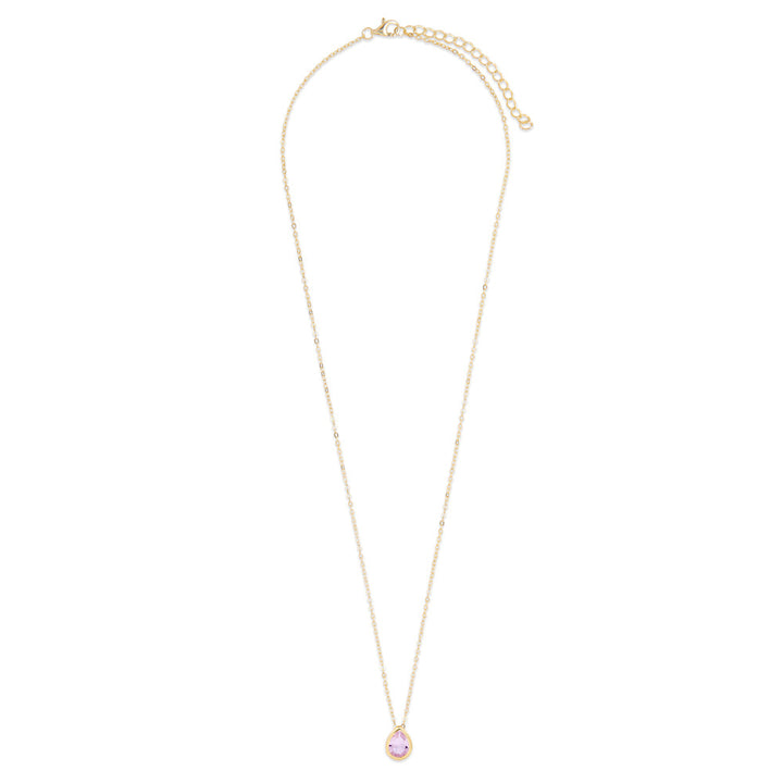 Gold Plated June Pear Cut Bezel Birthstone Necklace