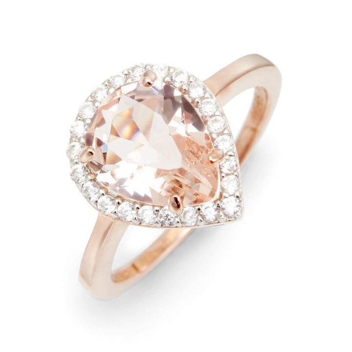 Morganite Pear Cut Rose Gold Engagement Ring