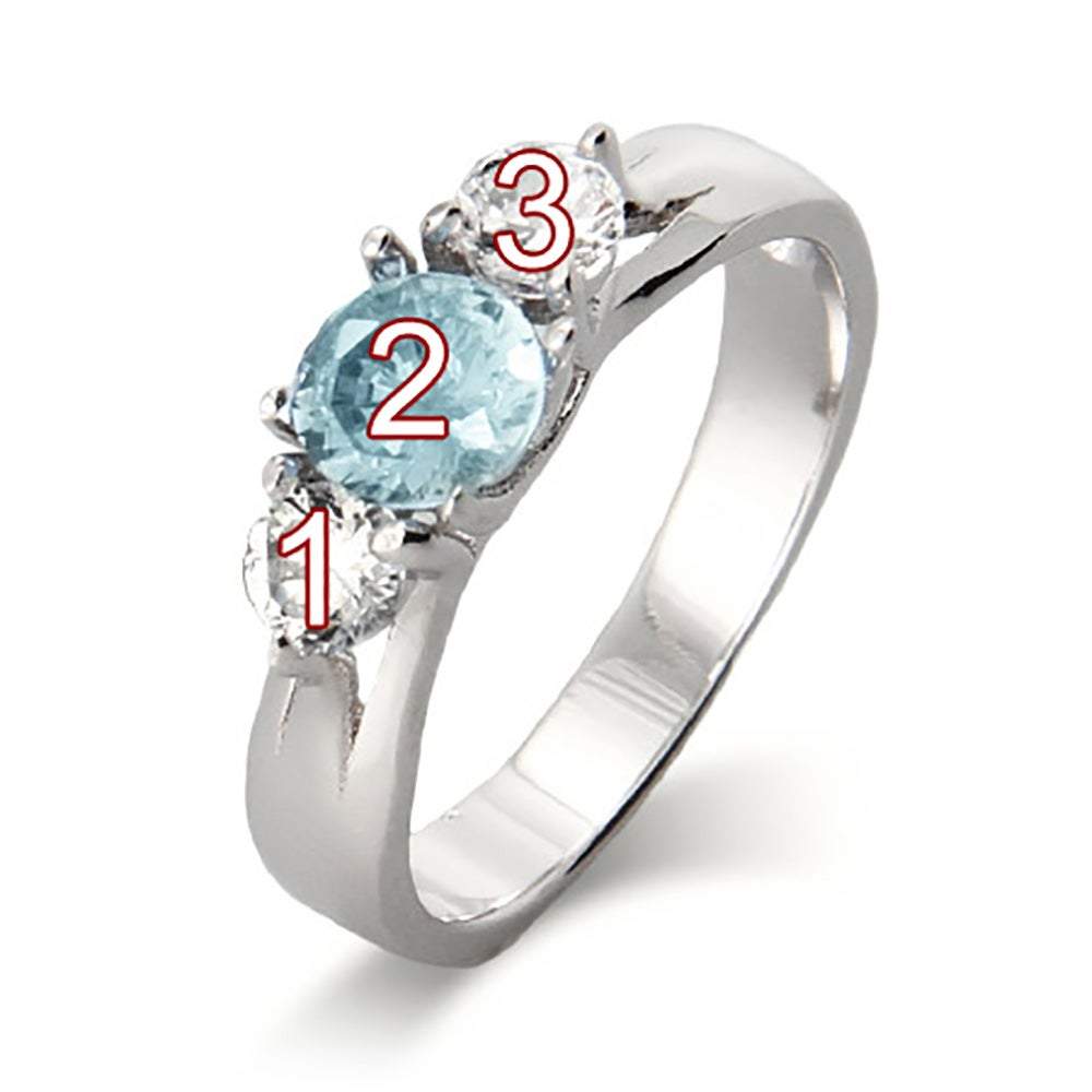 Close to the Heart 3 Stone Sterling Silver Custom Birthstone Ring