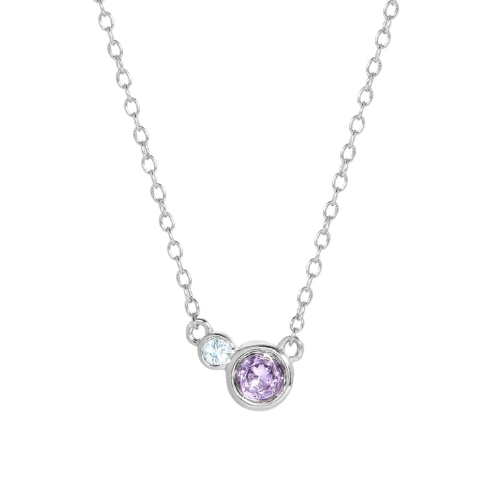 Two Birthstone Mother and Child Silver Necklace