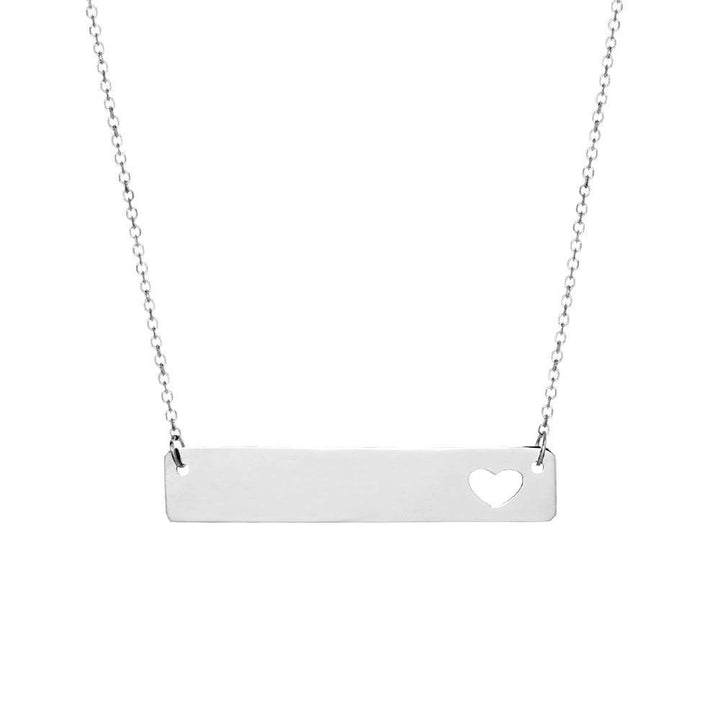 14K White Gold Name Bar with Heart Cut Out