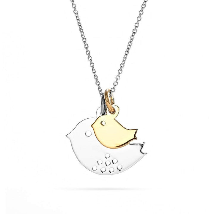 Mom and Baby Bird Sterling Silver Necklace