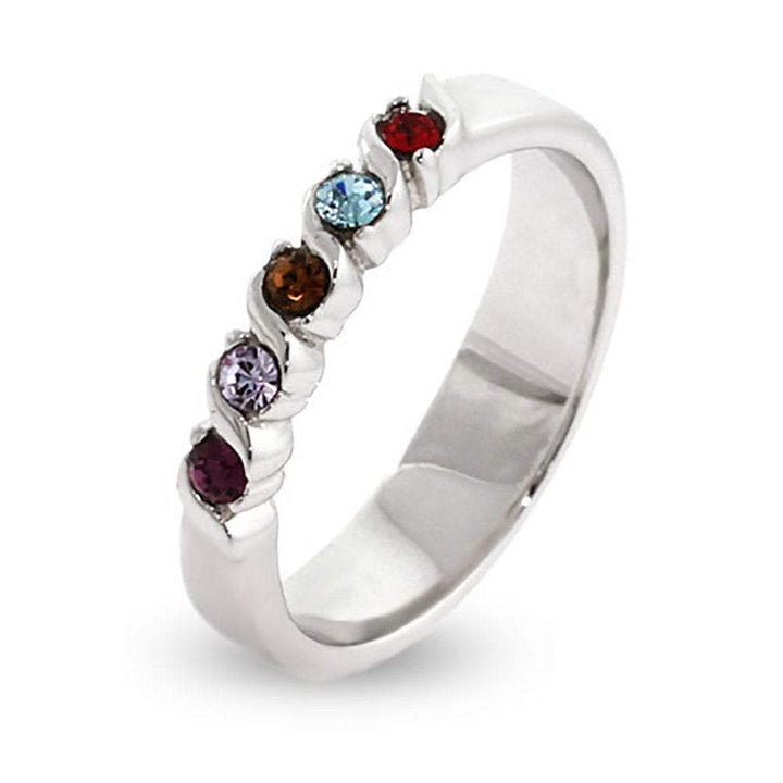 5 Stone Cubic Zirconia Birthstone Ring