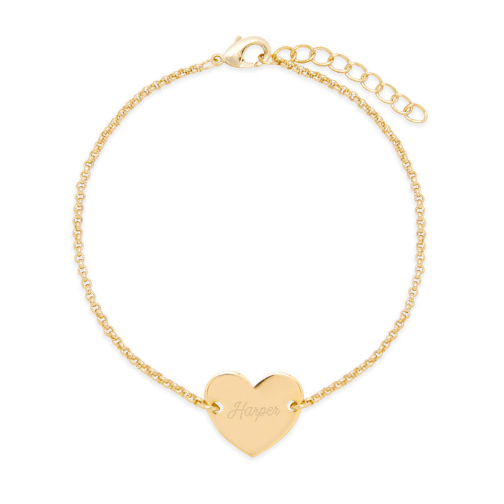 Gold Plated Engravable Heart Bracelet