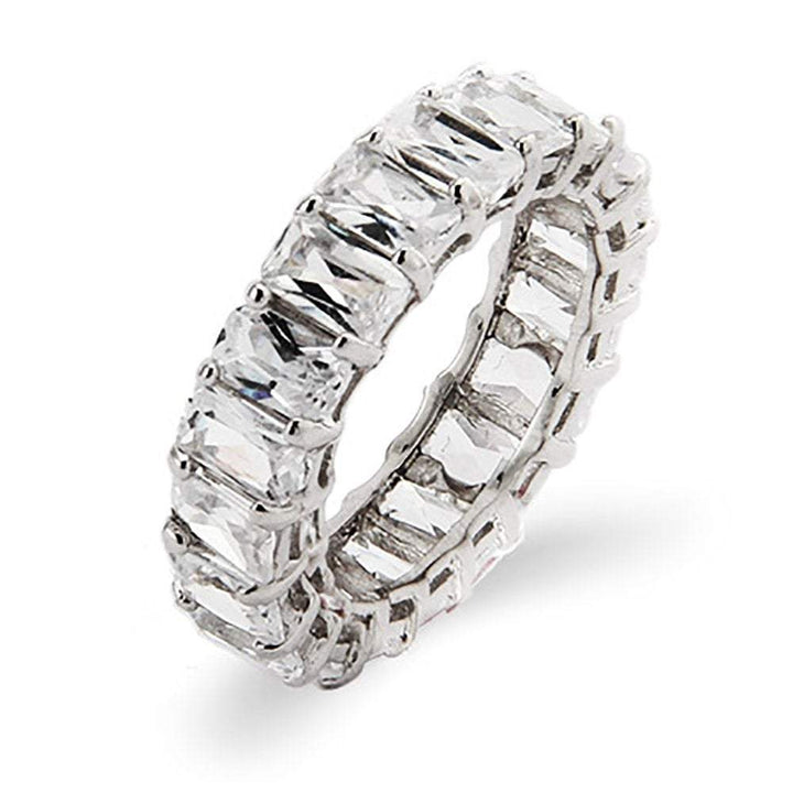 Sterling Silver Baguette Cut Diamond CZ Wedding Band