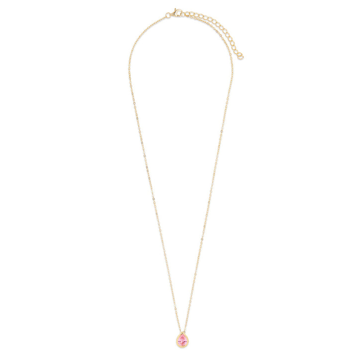 Gold Plated October Pear Cut Bezel Birthstone Necklace