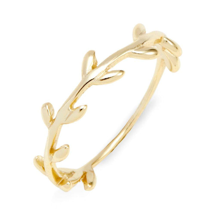 Leaf Branch Gold Stackable Ring