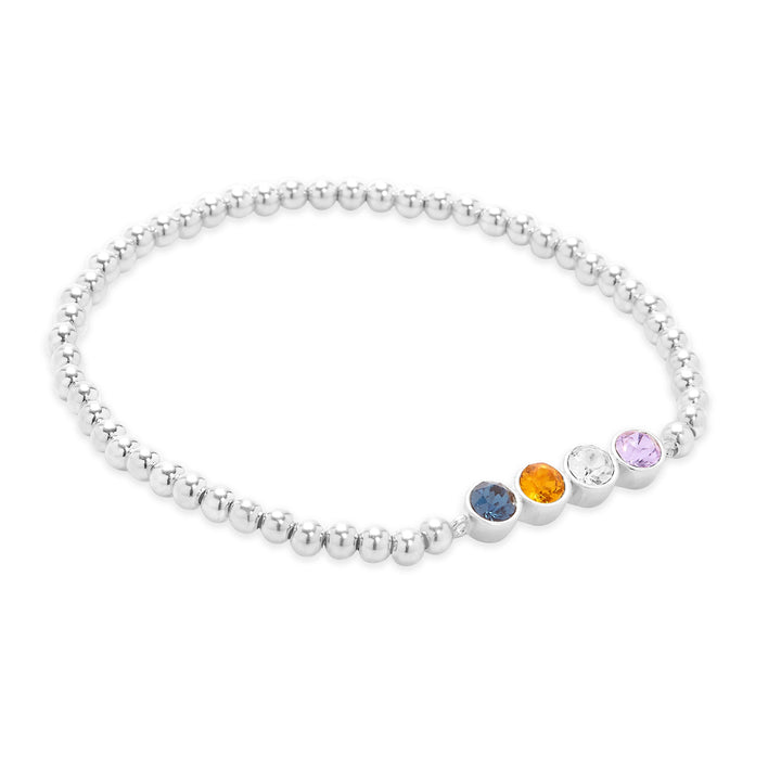 Four Stone Bezel Set Birthstone Bead Bracelet