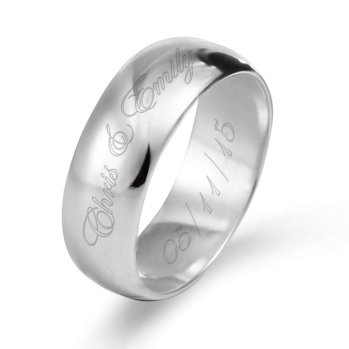 Engraved Couples 8mm Silver Message Ring