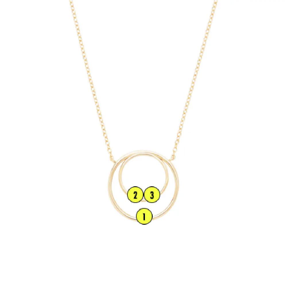 Mother and Child Three Birthstone Gold Circle Necklace