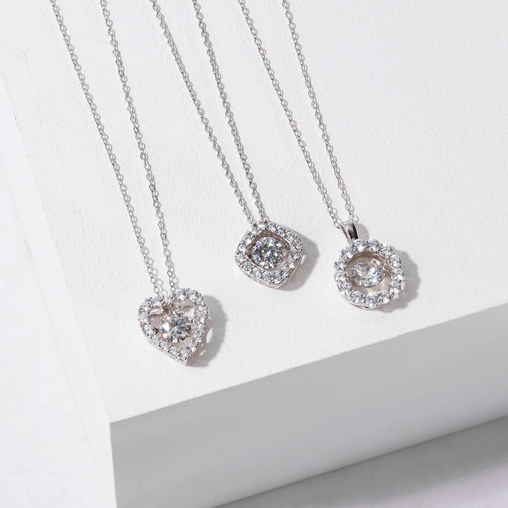 Floating CZ Round Silver Pendant