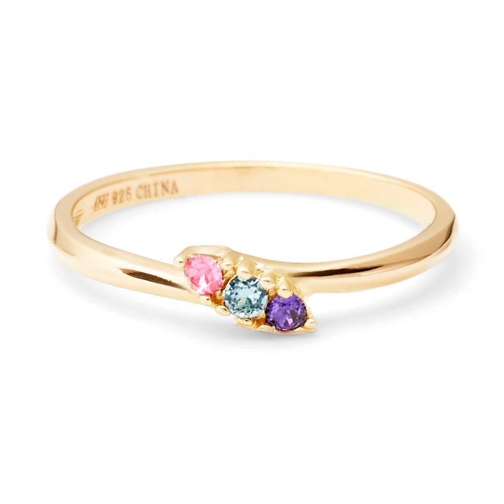 Petite 3 Stone Birthstone Gold Ring