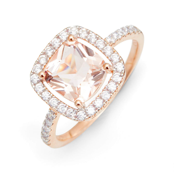 Morganite Cushion Cut Rose Gold Engagement Ring