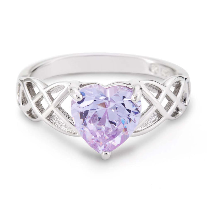 Custom Heart Birthstone Infinity Knot Silver Ring