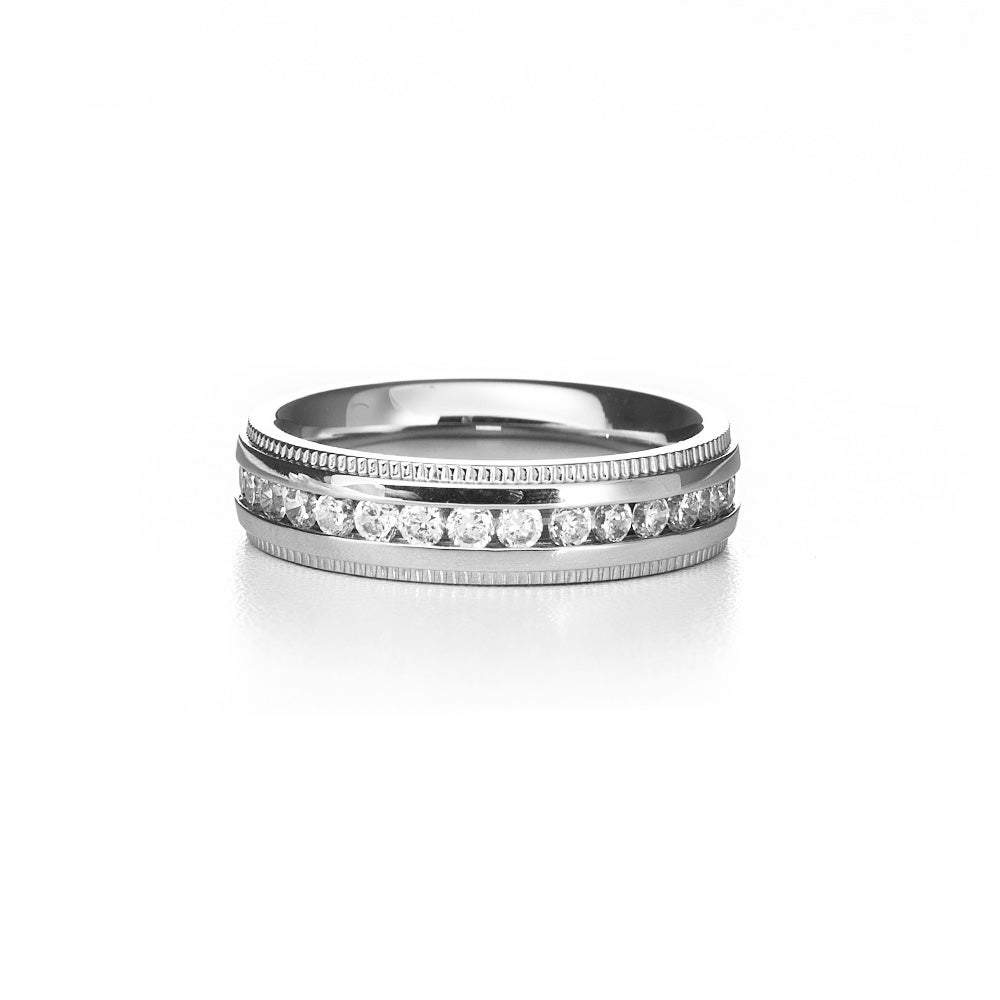 Women's CZ Engravable Eternity Band with Milgrain Edge