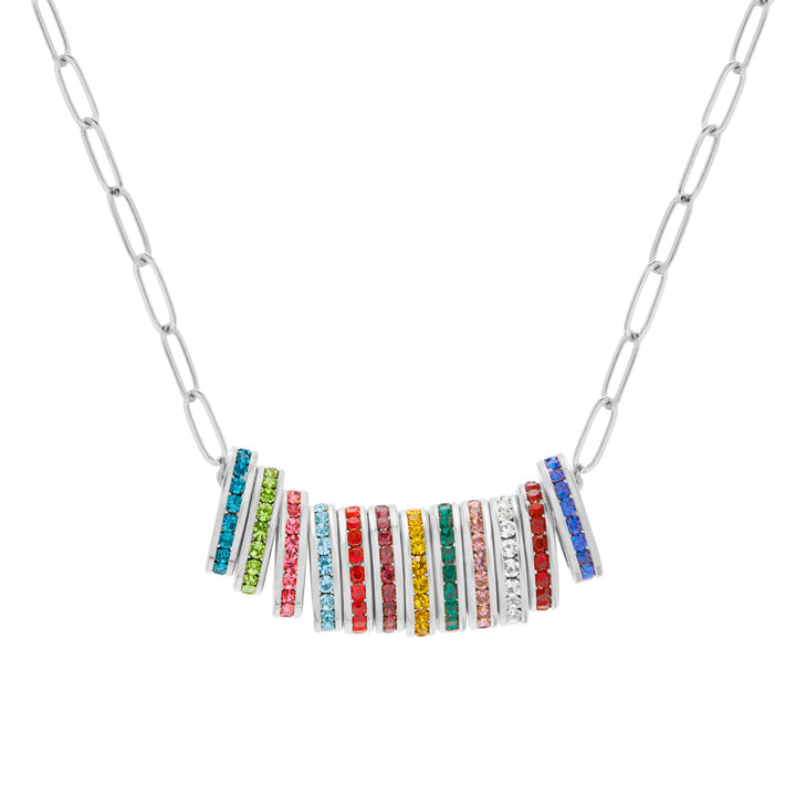 Custom Paperclip Chain Stackable Eternity Birthstone Charm Necklace