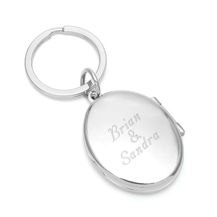 Engravable Oval Photo Locket Keychain