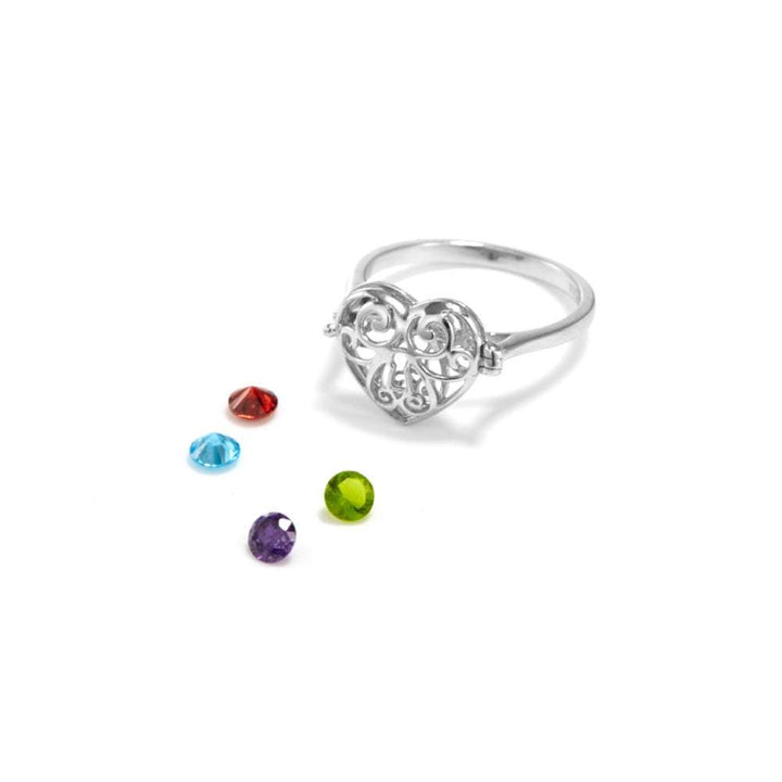 4mm Round Birthstone Locket Ring