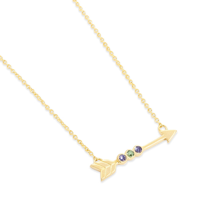 Custom Gold Three Birthstone Arrow Necklace