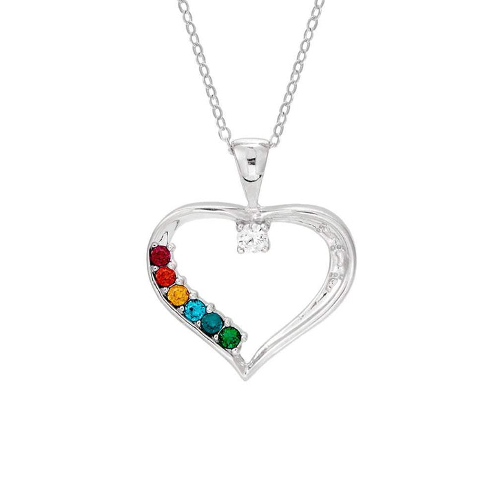 6 Stone Custom Birthstone Mothers Heart Pendant