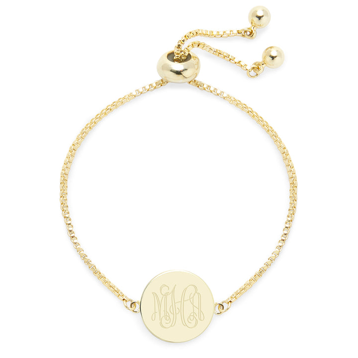 Engravable Monogram Gold Disc Baby Bolo Bracelet