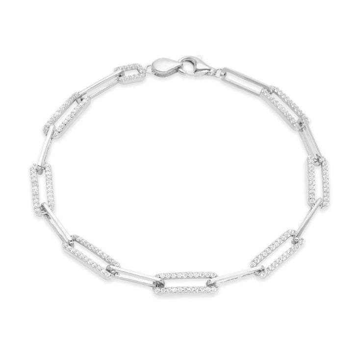 Sterling Silver CZ Paperclip Chain Bracelet