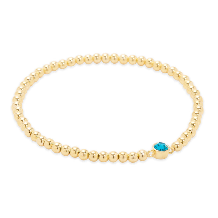 Custom Gold Bezel Birthstone Bead Bracelet