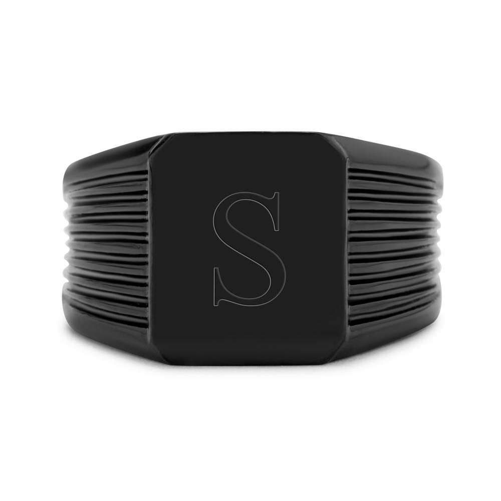 Men's Black Stainless Steel Signet Ring