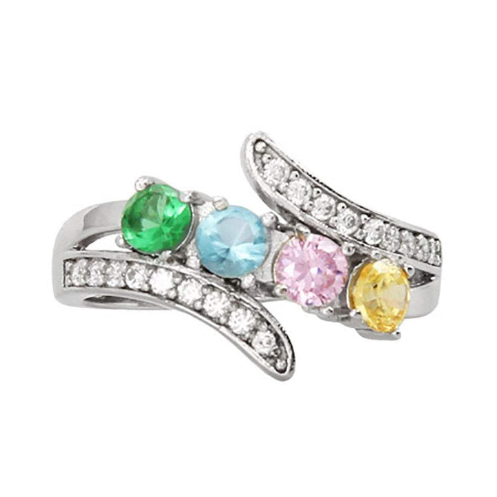 Close to the Heart 4 Stone CZ Bypass Birthstone Mother's Ring