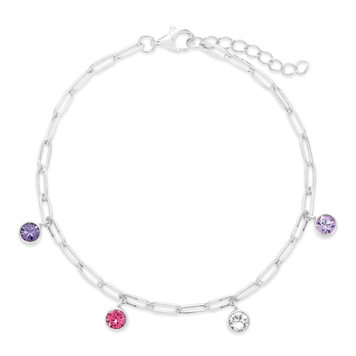 Custom Paperclip Chain Birthstone Charm Bracelet