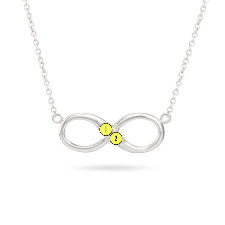 2 Stone Custom Sterling Silver Infinity Birthstone Necklace