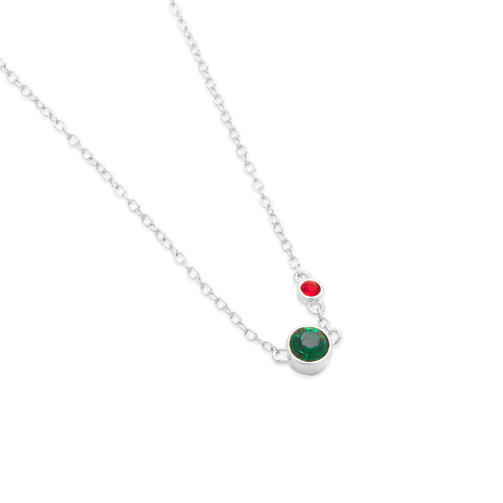 Two Birthstone Bezel Set Mother and Child Necklace